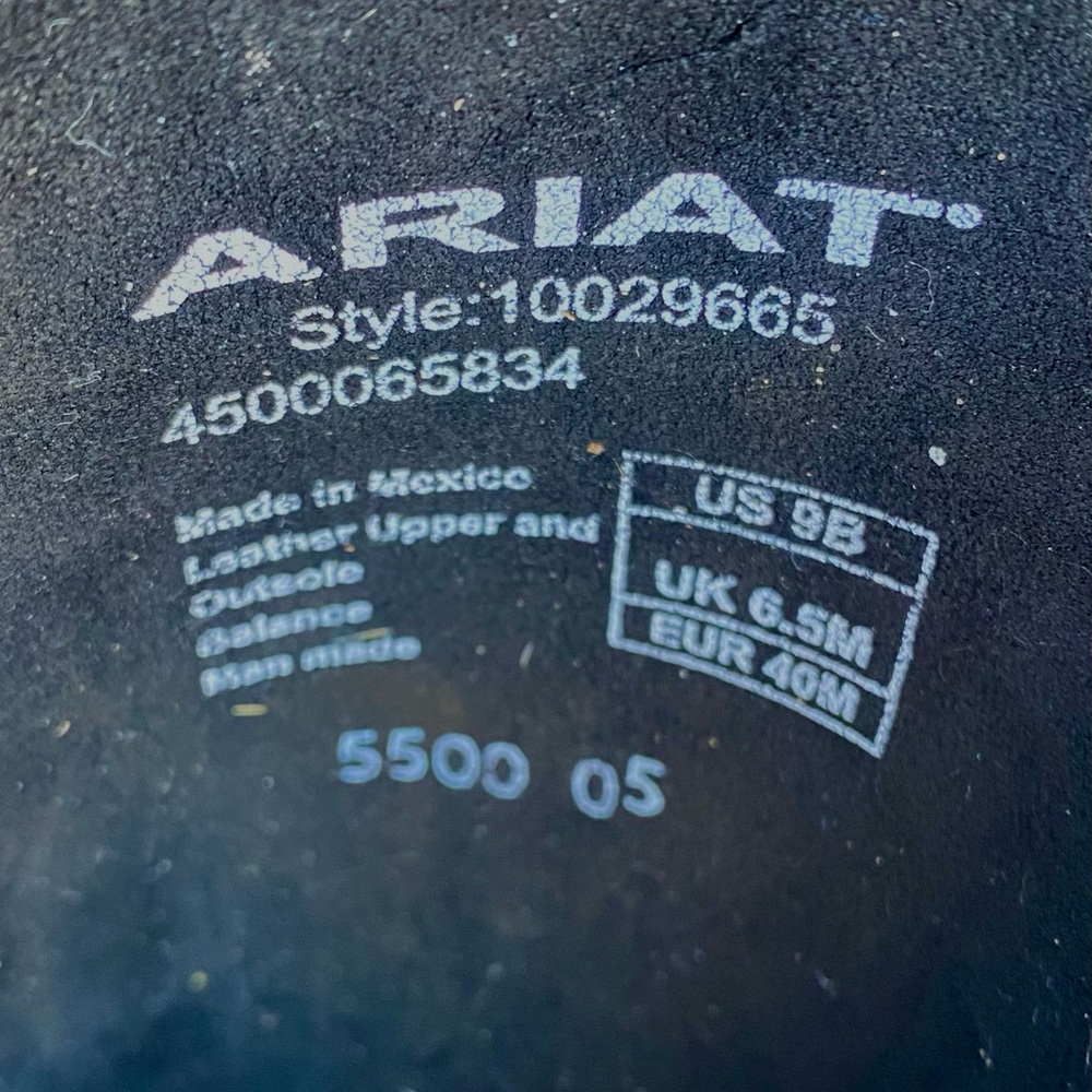 Ariat Black Leather Suede Boots sz 9 - Picture 4 of 4
